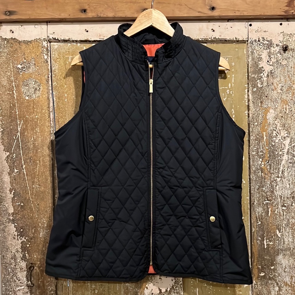 Lands’ End. Black quilted vest